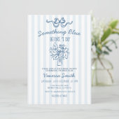 Something Blue Stripe Bridal Shower Invitation Kaart (Staand voorkant)