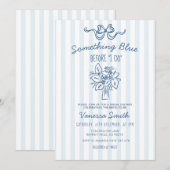 Something Blue Stripe Bridal Shower Invitation Kaart (Voorkant / Achterkant)