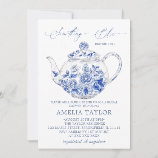 Something Blue Tea Party Toile Vrijgezellenfeest Kaart