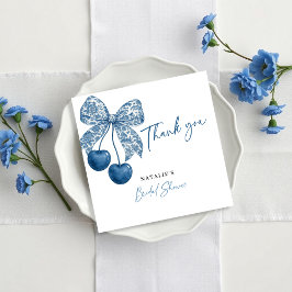 Something Blue Thema Blauwe Strik Bruidsfeest Bedankkaart
