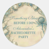 Something Blue Thistle Bachelorette Feest Ronde Sticker (Voorkant)