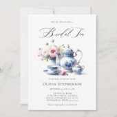 Something Blue Toile Bloemen Chic Bruids Thee Douc Kaart (Voorkant)