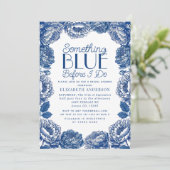 Something Blue Toile De Jouy Bloem Bruidsdouche Kaart (Staand voorkant)
