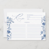 Something Blue Toile Floral Recept Kaart (Voorkant)