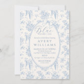 Something Blue Toile Floral  Vrijgezellenfeest Kaart (Voorkant)