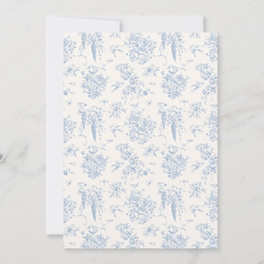 Something Blue Toile Floral  Vrijgezellenfeest Kaart (Achterkant)