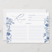 Something Blue Toile Floral Vrijgezellenfeest Rece Kaart (Voorkant)