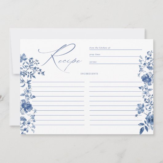 Something Blue Toile Floral Vrijgezellenfeest Rece Kaart (Voorkant)