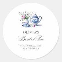 Something Blue Toile Frame Flora Bruids Tea Shower