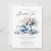 Something Blue Toile Tea Set Bruids Theeschoen Kaart (Voorkant)