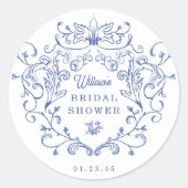 Something Blue Victoriaanse Bruiloft Favorieten Ronde Sticker (Voorkant)