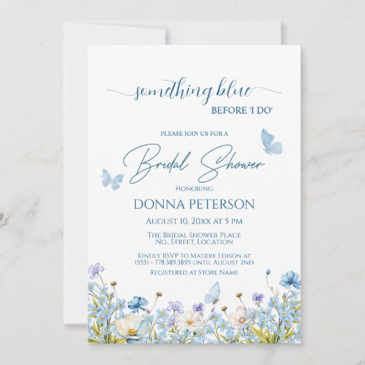 Something Blue voor 'I do' Floral Vrijgezellenfees Kaart (Voorkant)