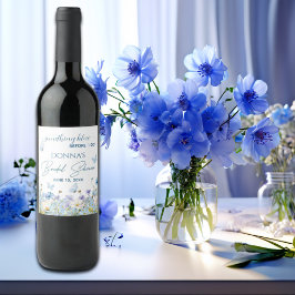 Something Blue voor 'I do' Floral Vrijgezellenfees Wijn Etiket