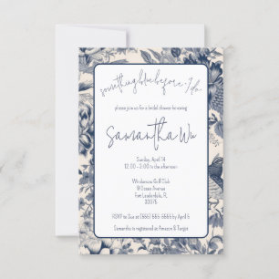 Something Blue voor "I Do" Toile Vrijgezellenfeest Kaart