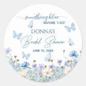Something Blue voor 'Ik doe' Bloemig Bruidsdiner Ronde Sticker (Voorkant)