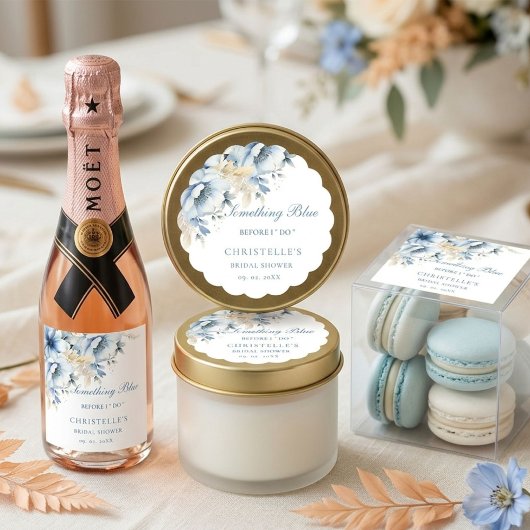 Something blue voor ik doe florale Bruids douche Ronde Sticker