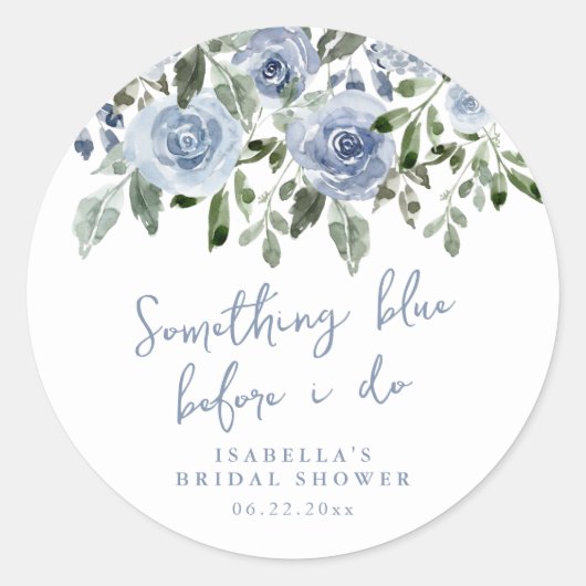 Something Blue voor ik een bruidsfeest doe Ronde Sticker (Voorkant)