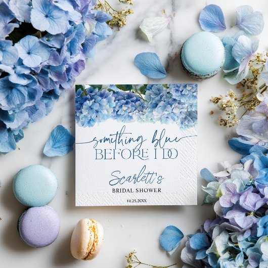 Something Blue voor ik Trouw Blauwe Hortensia Brui Servet