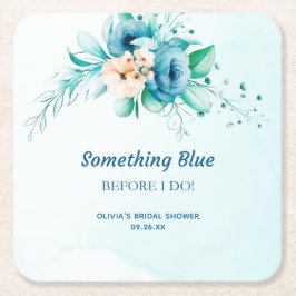 Something Blue voor ik trouw Bloemige Bruids Showe Kartonnen Onderzetters