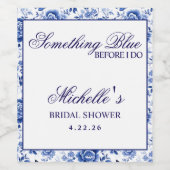 Something Blue voor ik trouw bloemige bruidsuitnod Wijn Etiket (Enkel label)