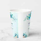 Something Blue Waterverf Bloem Bruidsdouche  Papieren Bekers (Rechts)