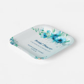 Something Blue Waterverf Bloem Bruidsdouche  Papieren Bordje (Gebogen)