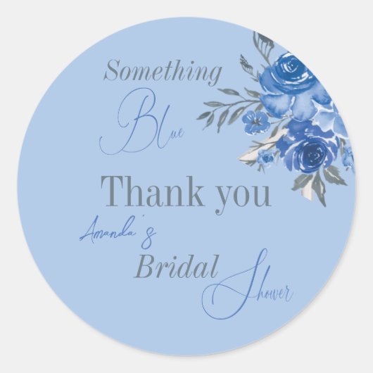 Something Blue Waterverf Bloem Bruidsdouche Ronde Sticker (Voorkant)