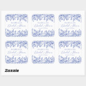 Something Blue Waterverf Bloemen Bruidsdouche Vierkante Sticker (Vel)