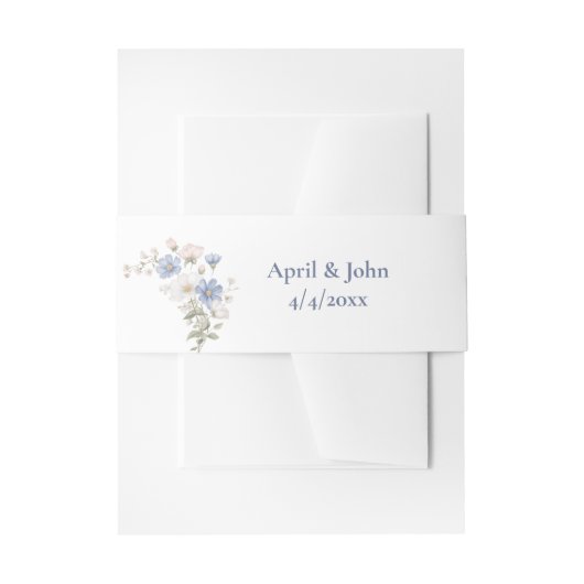 Something Blue Wedding Invitation Belly Band Uitnodigingen Wikkel (Voorkant Voorbeeld)