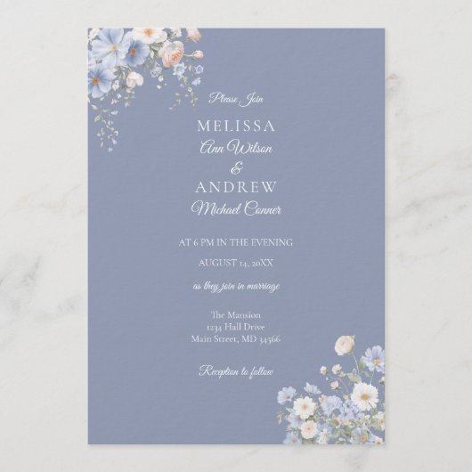Something Blue Wedding Invitation Suite Kaart (Voorkant)