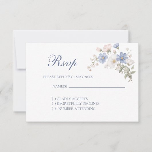 Something Blue Wedding RSVP card (Voorkant)