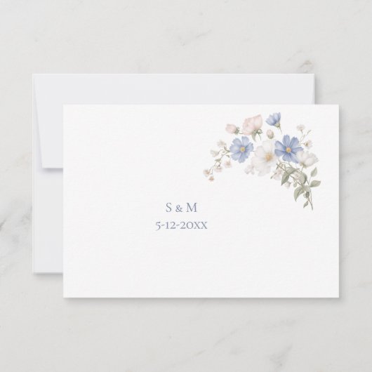 Something Blue Wedding RSVP card (Achterkant)