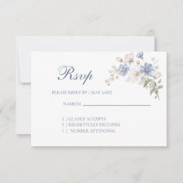 Something Blue Wedding RSVP card Kaartje