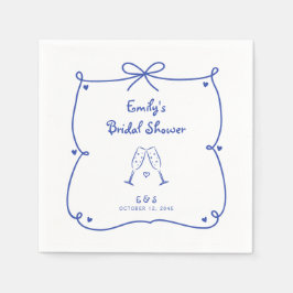 Something Blue Whimsical Hand Drawn Bridal Shower Servet