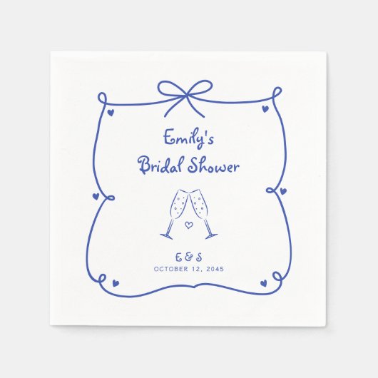 Something Blue Whimsical Hand Drawn Bridal Shower Servet (Voorkant)