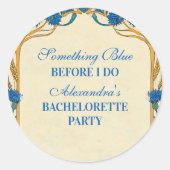 Something Blue Wildflower Bachelorette Feest Ronde Sticker (Voorkant)
