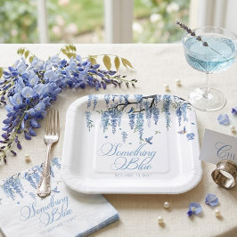 Something Blue Wildflower Boeket Bruidsfeest Papieren Bordje