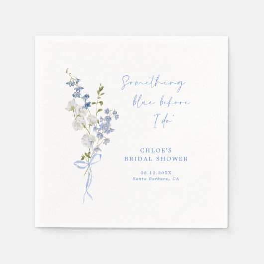 Something Blue Wildflower Boeket Bruidsmeisjesfees Servet (Voorkant)