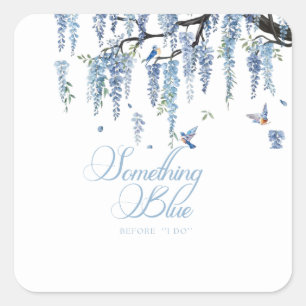 Something Blue Wildflower Boeket Bruidsmeisjesfees Vierkante Sticker