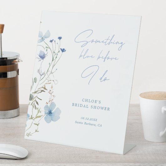 Something Blue Wildflower Bridal Shower Reclamebord Met Voetstuk (Insitu)