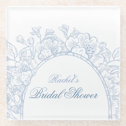 Something Blue Wildflower Bruidsfeest Uitnodiging Glazen Onderzetter (Voorkant)