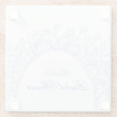 Something Blue Wildflower Bruidsfeest Uitnodiging Glazen Onderzetter (Achterkant)