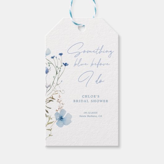 Something Blue Wildflower Bruidsuitnodiging Cadeaulabel (Voorkant)