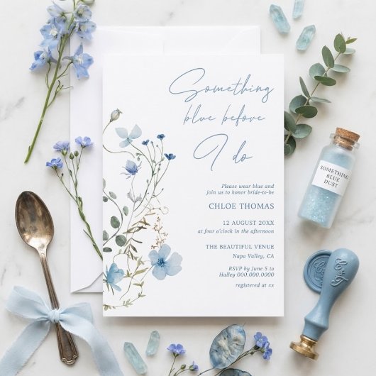 Something Blue Wildflower Bruidsuitnodiging Kaart