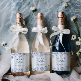 Something Blue Wine Bottle Label Bridal Shower Set Wijn Etiket
