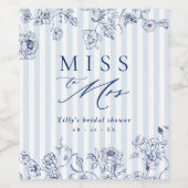 Something Blue Wine Bottle Label Bridal Shower Set Wijn Etiket (Enkel label)