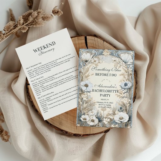 Something Blue Winter Bloemen Bachelorette Kaart