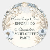 Something Blue Winter Bloemen Bachelorette Ronde Sticker (Voorkant)