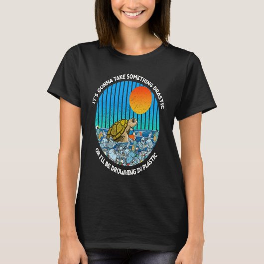 Something Drastic Microplastic Save The Sea Turtle T-shirt (Voorkant)