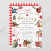 Something Sweet is Brewing Baby shower Invitation Kaart (Voorkant / Achterkant)